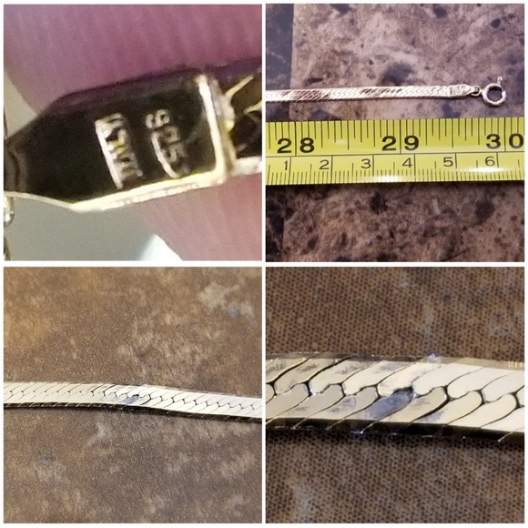 14k Italy Gold Vermeil Herringbone Necklace 30" - Picture 4 of 4